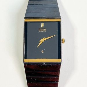 Rare Vingate Citizen CQ 6020-G00490 Slim Black Quartz Analog Dress Watch.unisex